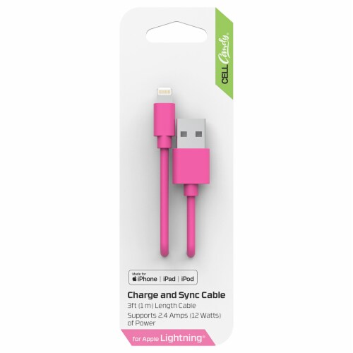 CELLCandy Apple Lighting Charge and Sync Cable - Pink Perspective: front
