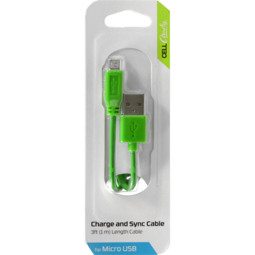 CELLCandy Charge and Sync Micro USB Cable - Green Perspective: front