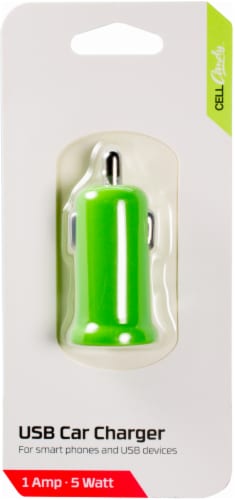 CELLCandy Ultra Low Profile USB Car Charger - Sour Apple Green Perspective: front