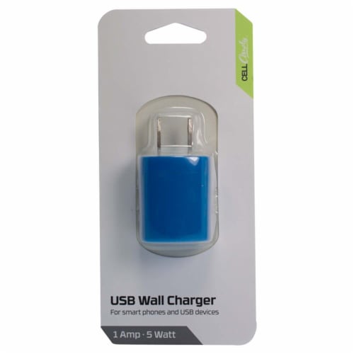 CELLCandy USB Wall Charger - Tropical Blue Perspective: front