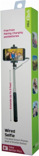 CELLCandy Wired Selfie Stick - Black Perspective: front