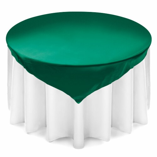 72 Square Satin Wedding Table Overlay - Hunter Green by Lann's Linens ...