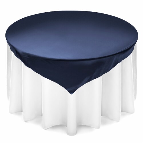 72 Square Satin Wedding Table Overlay - Navy Blue by Lann's Linens, 72 ...