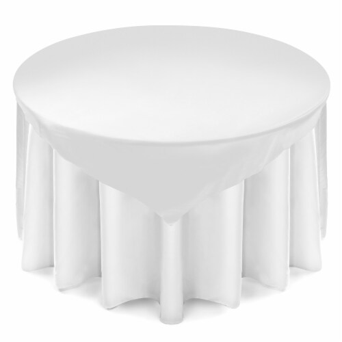 72 Square Satin Wedding Table Overlay - White by Lann's Linens, 72 x 72 ...