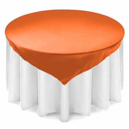 72 Square Satin Tablecloth Overlay Orange by Lann's Linens, 72 x 72