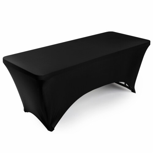 6' Rectangular Spandex Fitted Tablecloth - Black by Lann's Linens, 6 foot - QFC