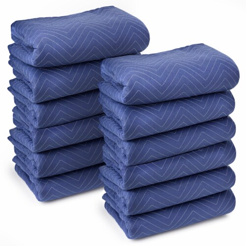 12-Pack, 80 x72 Moving & Packing Blankets - Royal Blue by Sure-Max Perspective: front