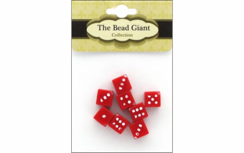 The Bead Giant Bead Dice OP 8mm 8pc Red Perspective: front