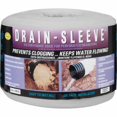 Drain-Sleeve 4 In. W x 100 Ft. L Fabric Drain Guard Sock 04100-10 Perspective: front