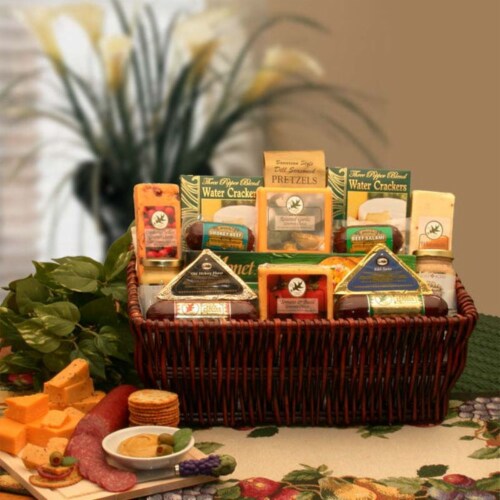 A Classic Selection Meat & Cheese Gourmet-Small - meat and cheese gift baskets Perspective: front