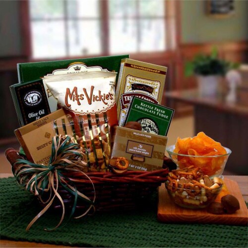 Gourmet Snacks Gift Basket - gourmet gift basket Perspective: front