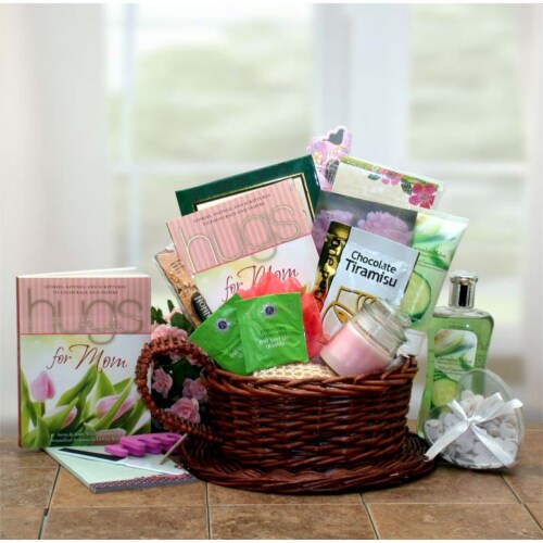Mom Deserves A Hug & Some Relaxation Gift Basket - gift for mom - Mother's Day gift Perspective: front