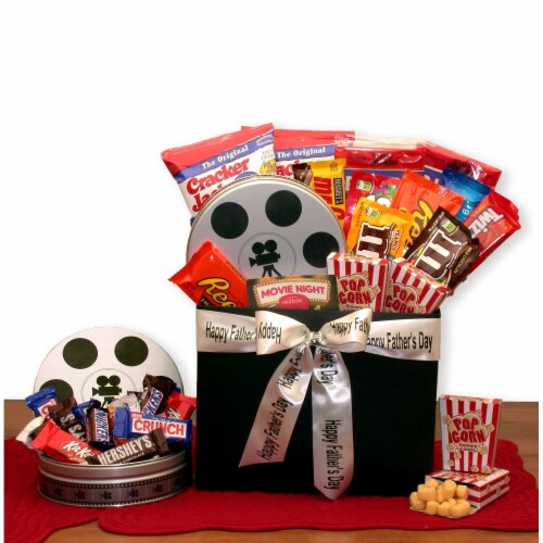 Fathers Day Movie Fest Gift Box w/ 10.00 Red Box Card - Father's Day gift - Gift for dad Perspective: front
