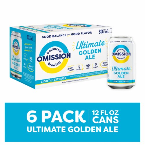 Omission Brewing Co. Ultimate Light Golden Ale Perspective: front