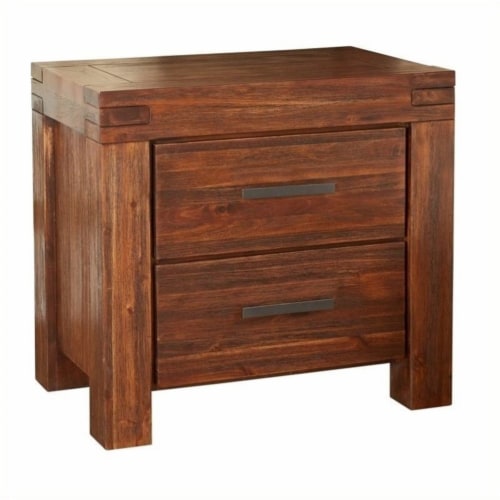 Bowery Hill 2 Drawer Solid Wood Nightstand in Brick Brown Perspective: front