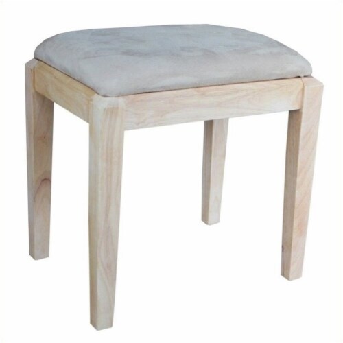 Wood Unfinished Vanity Bench Brown-Pemberly Row Perspective: front