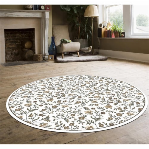 Radici 6674-0024-BONE Pisa Round Bone Traditional Turkey Area Rug 