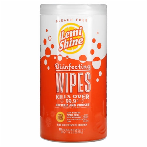 Lemi Shine Fresh Lemon Scent Disinfecting Wipes Perspective: front