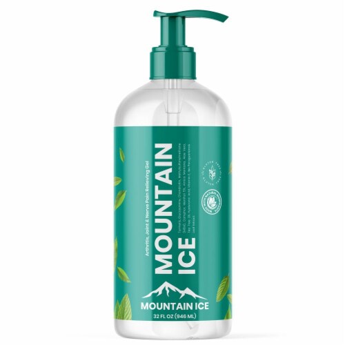 Mountain Ice Arthritis, Joint & Nerve Pain Relief Gel 32 oz Pump Bottle Perspective: front