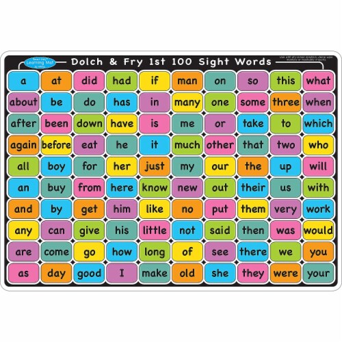 Ashley Smart Poly Learning Mat 12  x 17  Double-Sided Sight Words ASH95005 Perspective: front