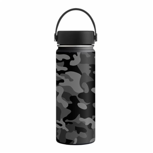 MightySkins HFWI18-Black Camo Skin for Hydro Flask 18 oz Wide Mouth - Black Camo Perspective: front