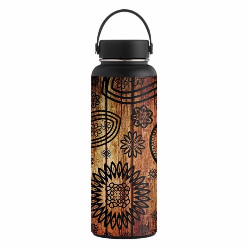 MightySkins HFWI40-Wooden Floral Skin for Hydro Flask 40 oz Wide Mouth - Wooden Floral Perspective: front