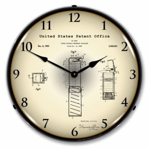 21031215 Pez Candy Dispenser 1952  Patent clock - Made in USA Perspective: front