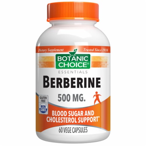 Botanic Choice  Berberine 500 Mg. Blood Sugar Herbal Supplement Perspective: front