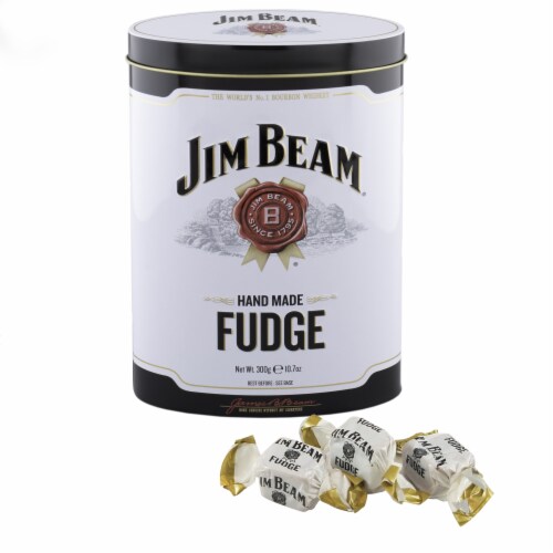 Jim Beam Bourbon Whisky Fudge Tin. Free Shipping Perspective: front