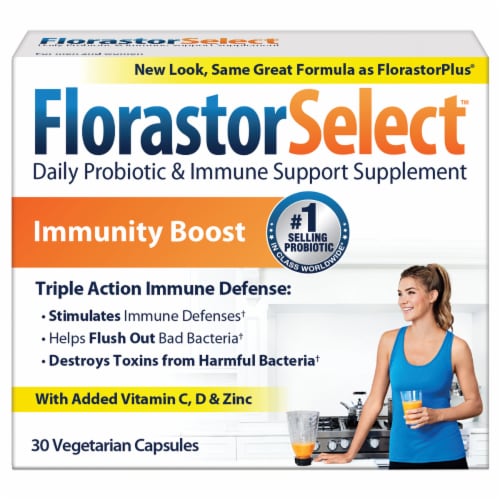 Florastor Select™ Immunity Boost Supplement Capsules Perspective: front