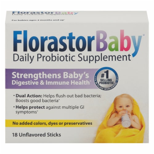 Florastor Baby Daily 250mg Probiotic Supplement Powder Sticks Perspective: front