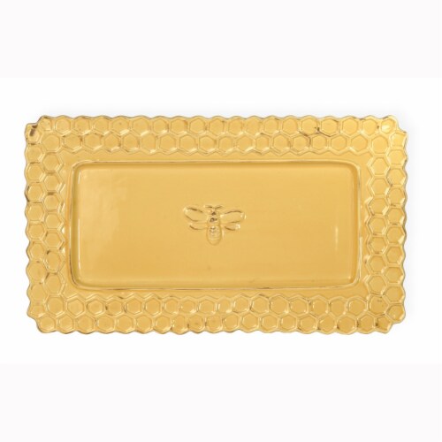 Boston International Honeycomb Platter - Yellow Perspective: front