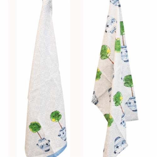 Boston International Blue Topiary Tea Towel - Set of 2 Perspective: front