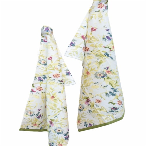 Boston International Tea Towel Set - 2 pk - Flowers Perspective: front