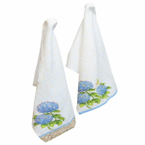 Boston International Heirloom Tea Towel, Blue - Set of 2 Perspective: front