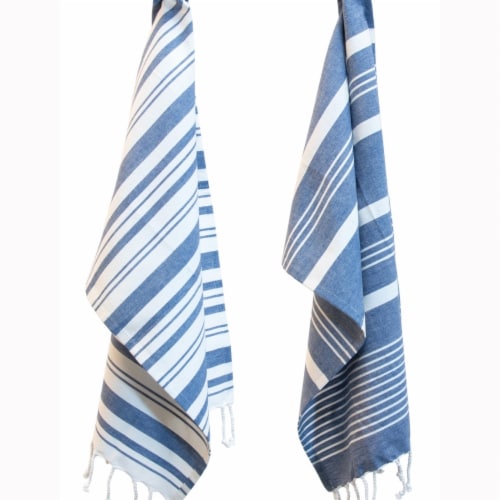 Boston International Striped Towel - Blue/White Perspective: front