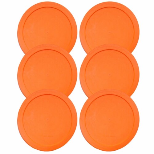 Lids for Pyrex and Anchor Round Glass Containers (2-Cups, Orange-6PK) Perspective: front