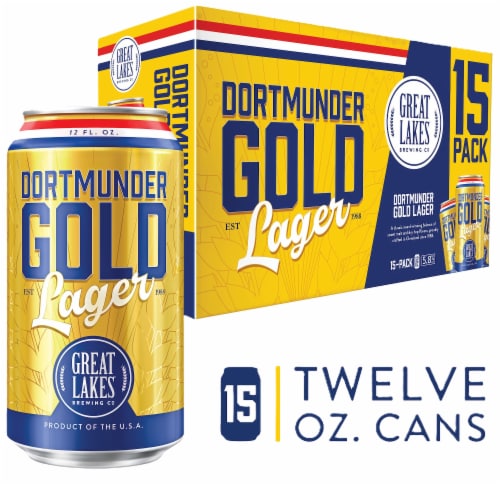 Great Lakes Brewing Co. Dortmunder Gold Lager 15 - 12 oz Cans Perspective: front