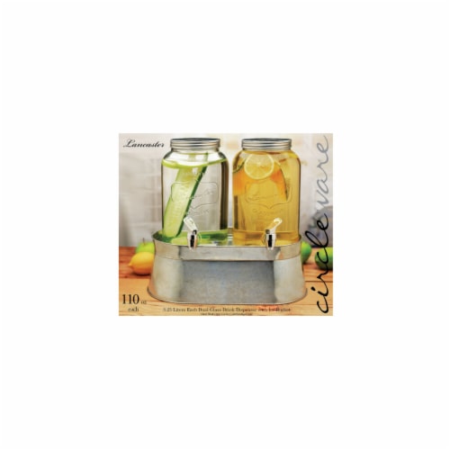 Circleware 92022 120 oz Lancaster Mini Dual Drink Dispenser with Chrome Color Spigot - Metal Perspective: front