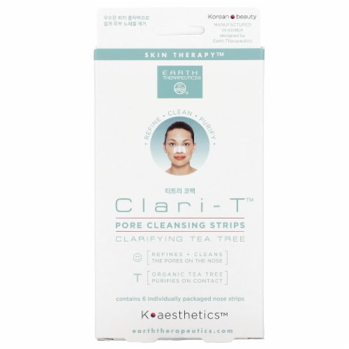Earth Therapeutics Clari-T Tea Tree Pore Cleansing Strips (6 Strips) Perspective: front