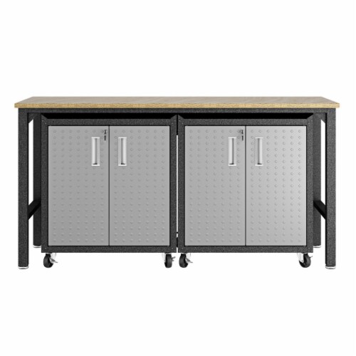 3-Piece Fortress Mobile Space-Saving Steel Garage Cabinet and Worktable 1.0  in Grey, 1 unit - Fry's Food Stores