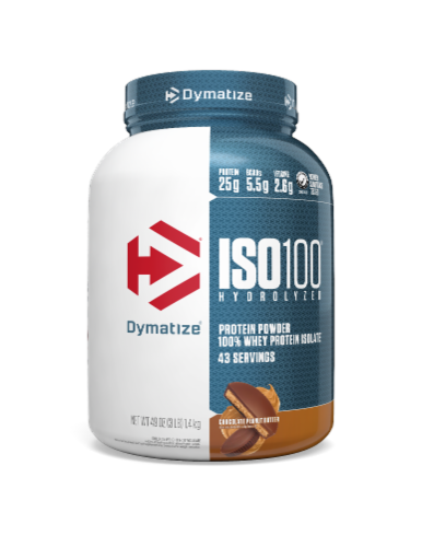 Dymatize® ISO100 Hydrolyzed Chocolate Peanut Butter 100% Whey Protein Isolate Powder Perspective: front
