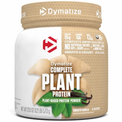Dymatize Smooth Vanilla Complete Plant Protein Perspective: front