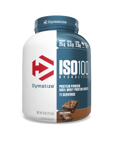 Dymatize® ISO100 Hydrolyzed Fudge Brownie Flavored Whey Protein Isolate Perspective: front