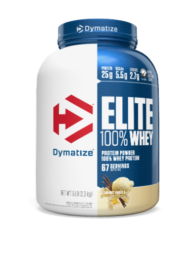 Dymatize® Elite Gourmet Vanilla Flavored 100% Whey Protein Powder Perspective: front