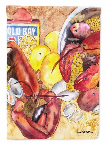 Carolines Treasures 8719GF Lobster with Old Bay Garden Flag Perspective: front