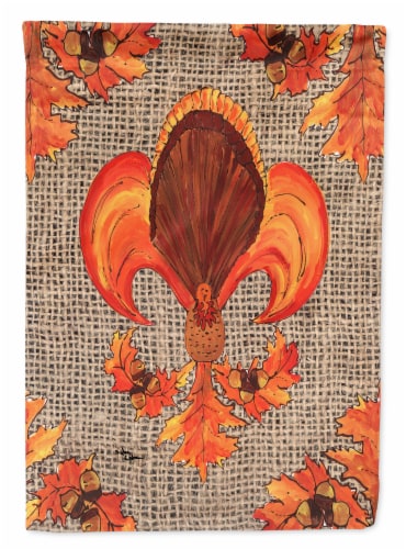 Carolines Treasures  8744GF Thanksgiving Turkey Fleur de lis Flag Garden Size Perspective: front