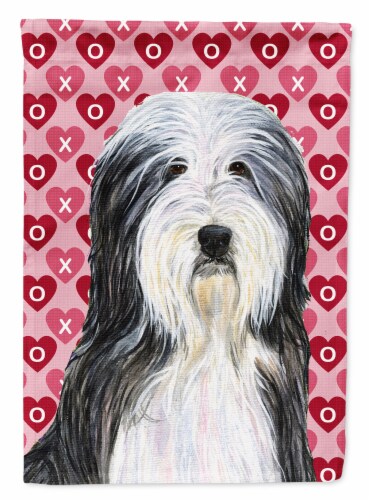 Bearded Collie Hearts Love and Valentine's Day Portrait House Flag