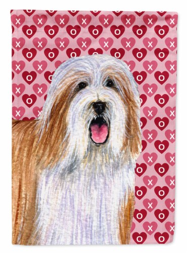 Bearded Collie Hearts Love and Valentine's Day Portrait House Flag