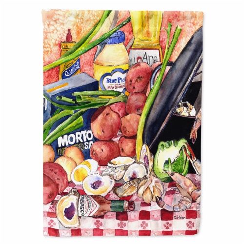 Recipe for Gumbo and Potato Salad Flag Flag Canvas House Size Perspective: front